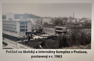 Pohľad na školský internátny komplex v Prešove postavený v roku 1963.