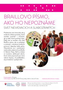 Plagát k zážitkovo-edukatívnemu programu - Braillovo písmo, ako ho nepoznáme.
