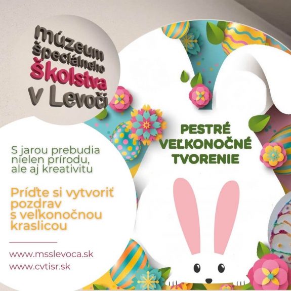 Pestré veľkonočné tvorenie Pestré veľkonočné tvorenie. S jarou prebudia nielen prírodu, ale aj kreativitu. Príďte si vytvoriť pozdrav s veľkonočnou kraslicou.