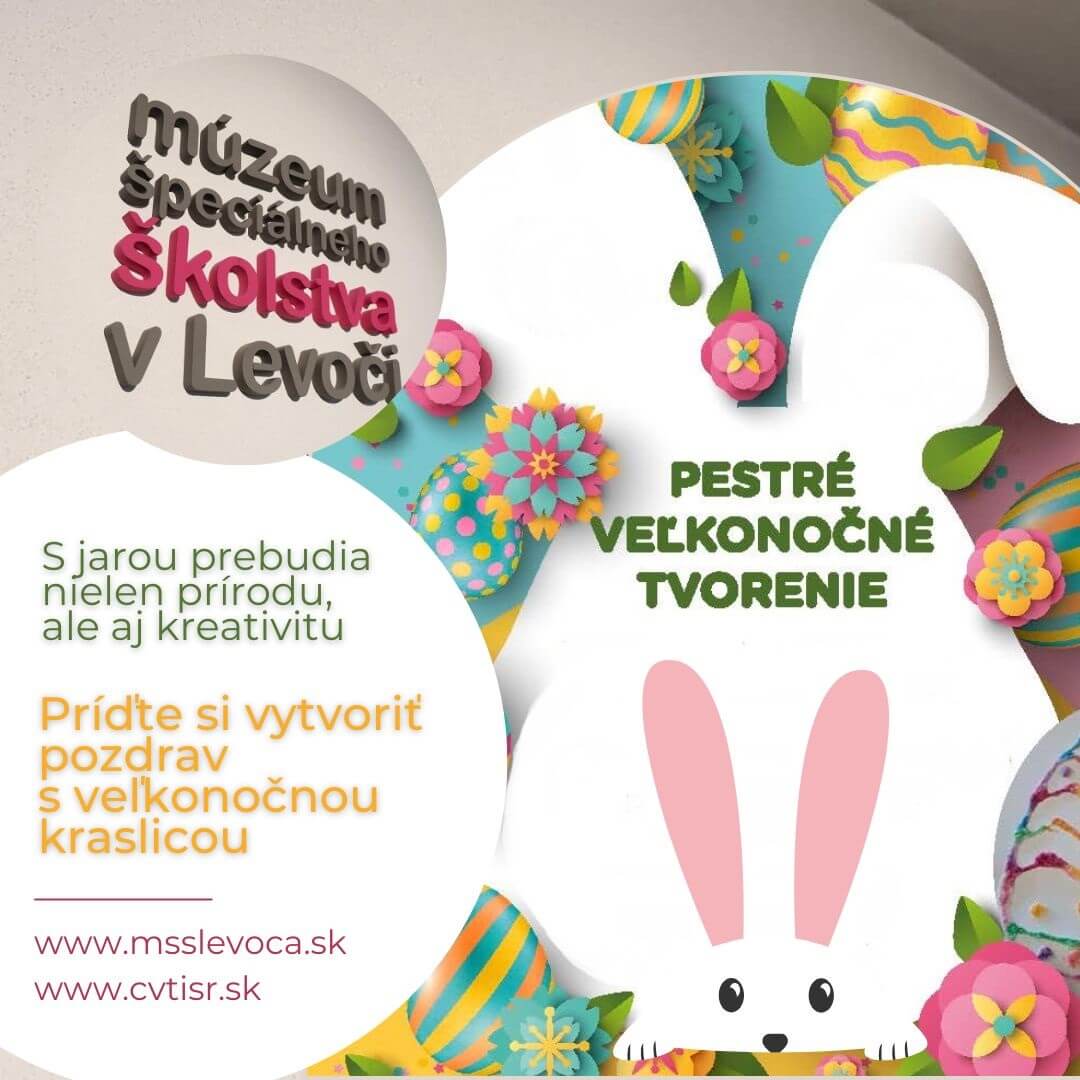 Pestré veľkonočné tvorenie Pestré veľkonočné tvorenie. S jarou prebudia nielen prírodu, ale aj kreativitu. Príďte si vytvoriť pozdrav s veľkonočnou kraslicou.