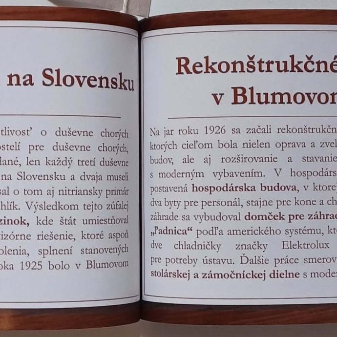 Brožúra: 120 rokov Psychiatrickej liečebne Samuela Bluma v Plešivci.