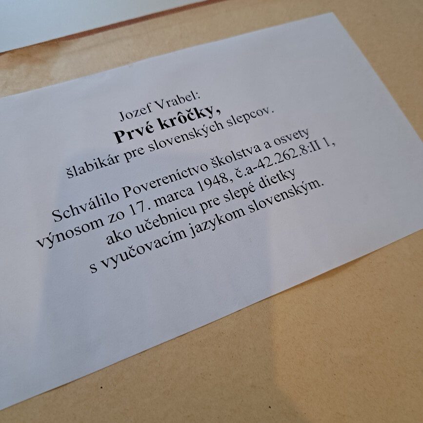 Jozef Vrábel, Prvé krôčky. Šlabikár pre slovenských slepcov.