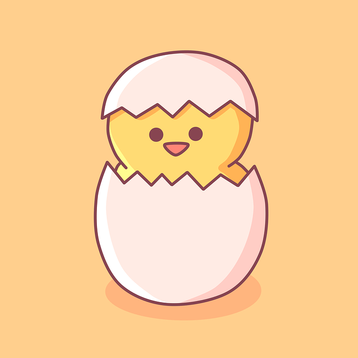 Veľkonočné vajíčko a z neho vykukajúce kuriatko.