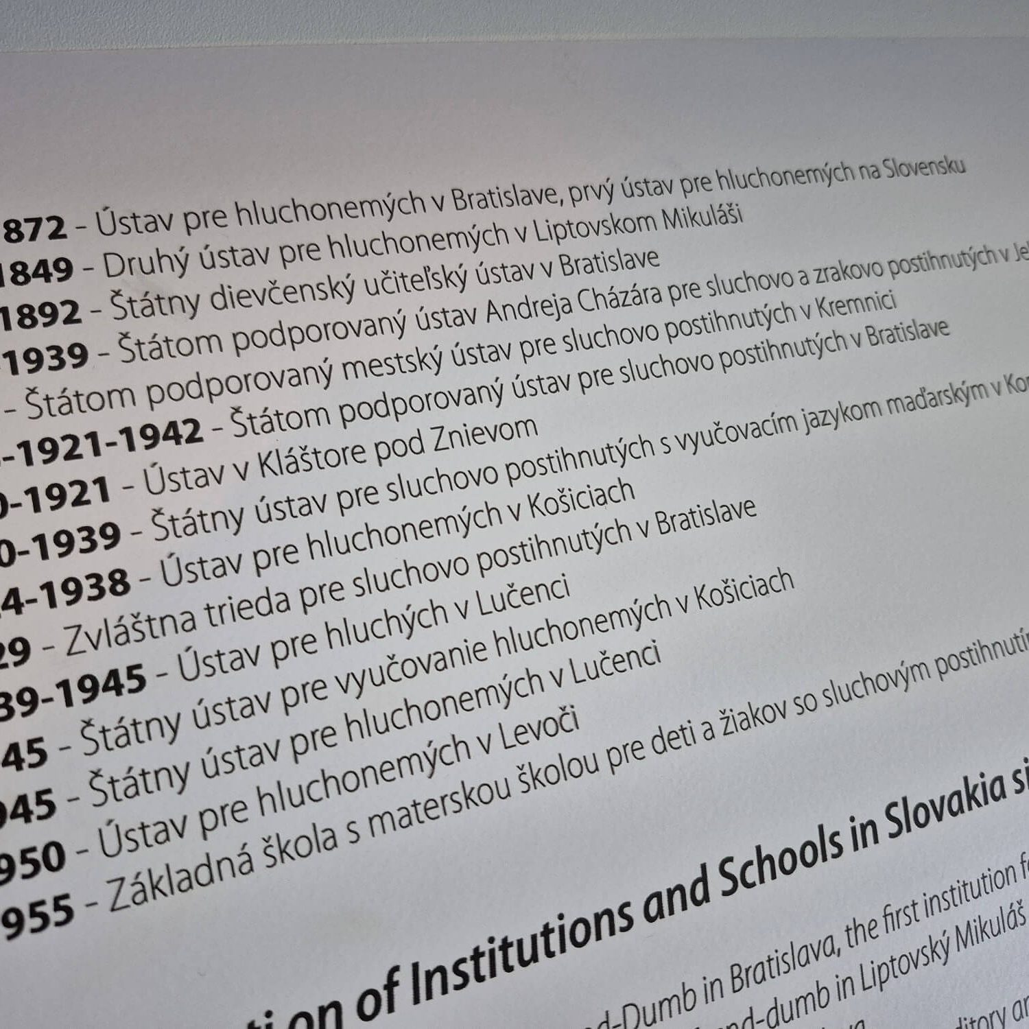 Expozícia Múzea špeciálneho školstva v Levoči.