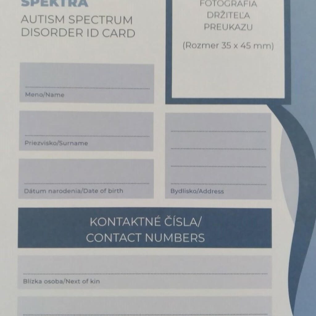 Formulár preukaz osoby s poruchou autistického spektra.