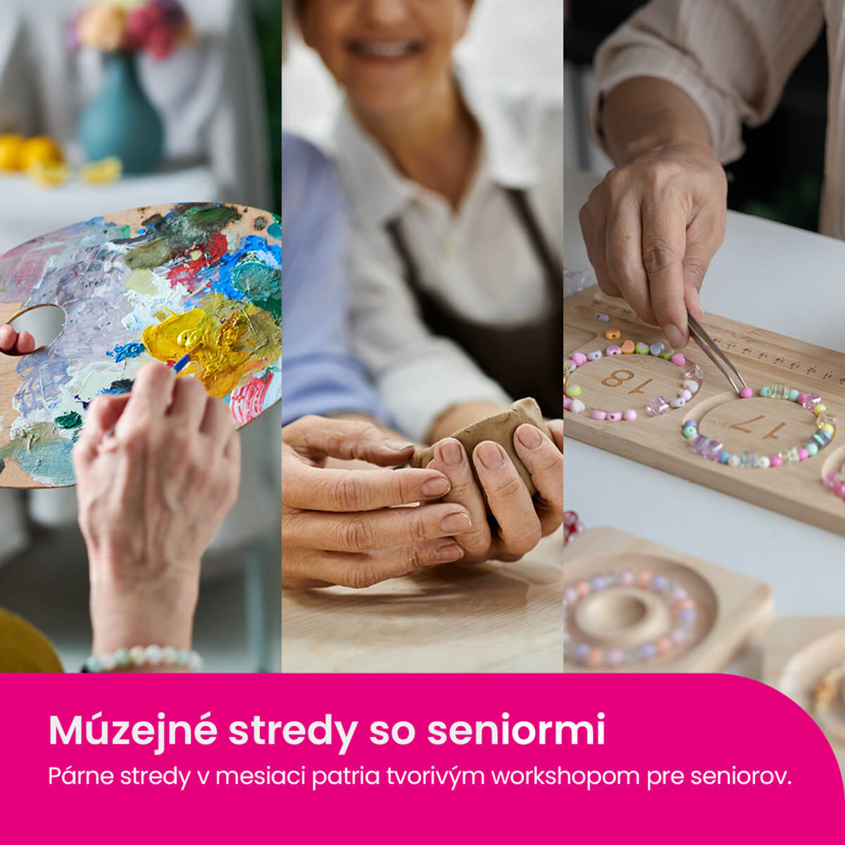 Múzejné stredy so seniormi 2026 Múzejné stredy so seniormi. Párne stredy v mesiaci patria tvorivým workshopom pre seniorov.