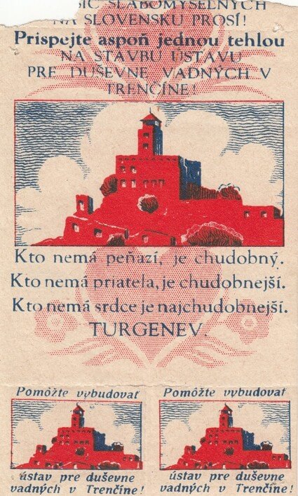 Ukážka Tehličkovej podpornej výzvy na vybudovanie Štefánikovho sociálneho ústavu pre duševne vadných.
