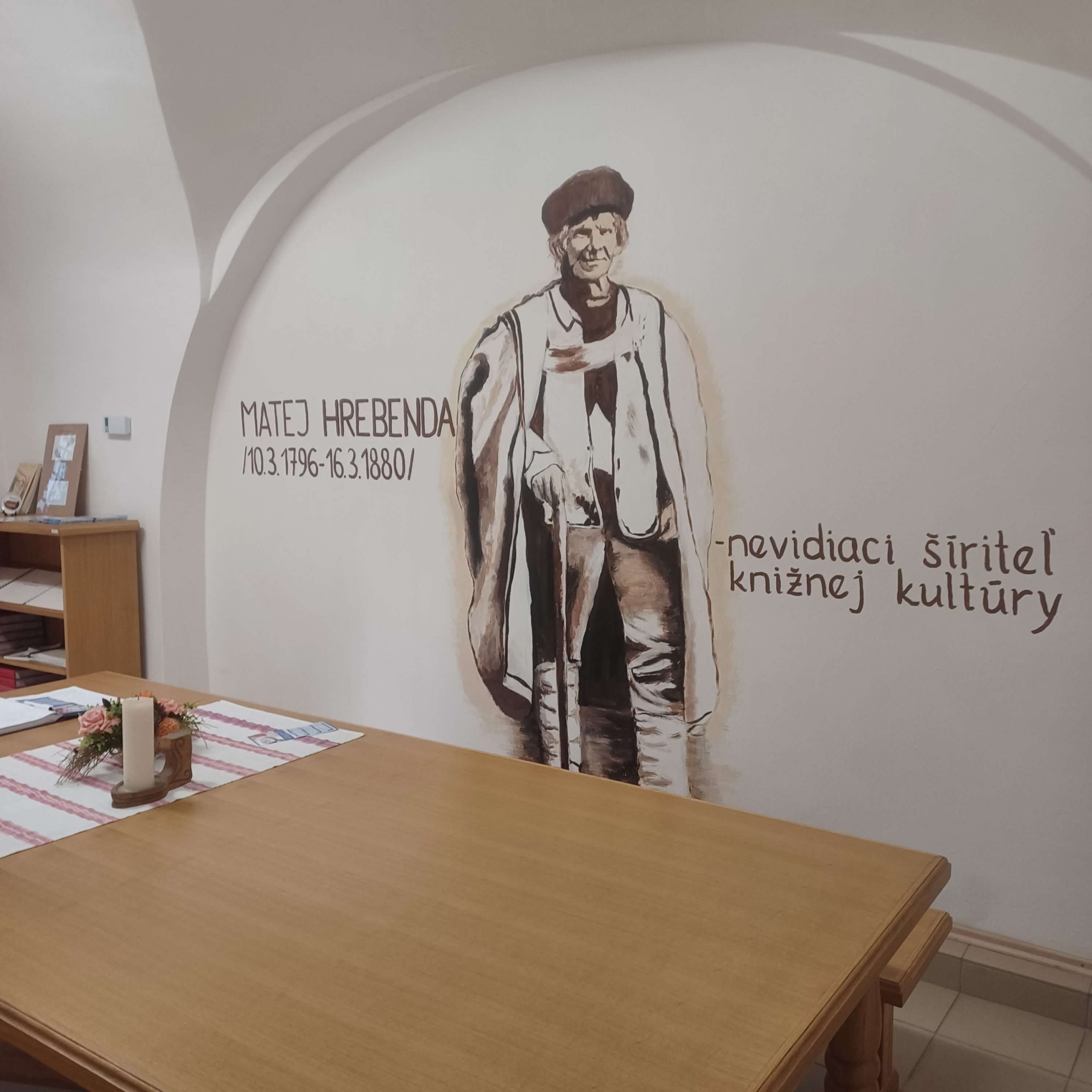 Maľba M. Hrebendu v pamätnej izbe v Levoči.